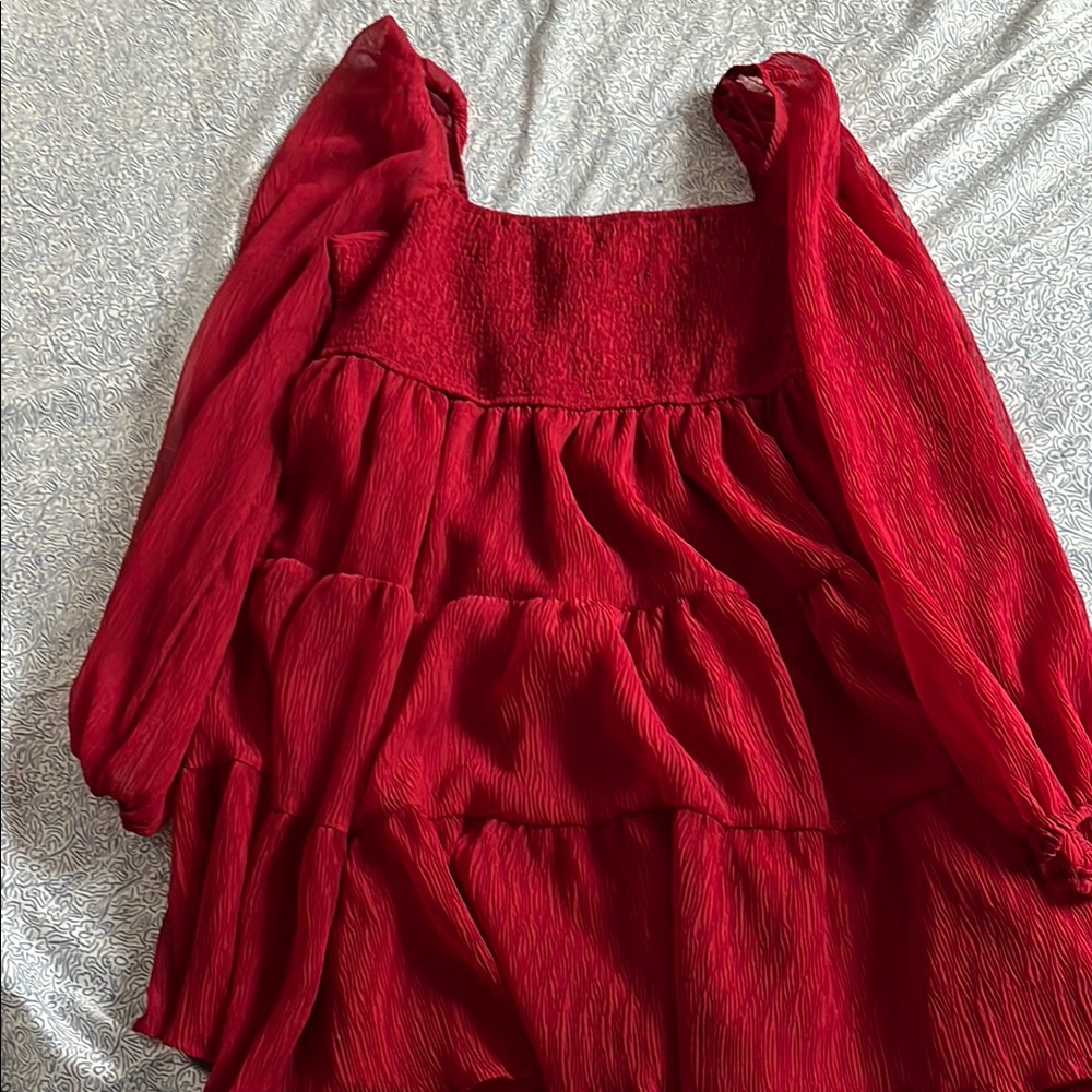 Elegant Red Tiered Dress